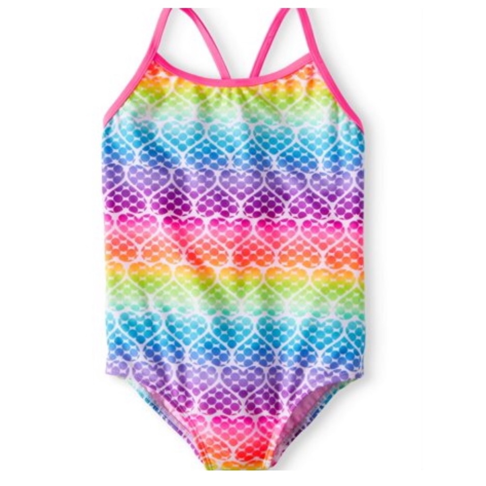 Rainbow heart printed One-piece Swimsuit